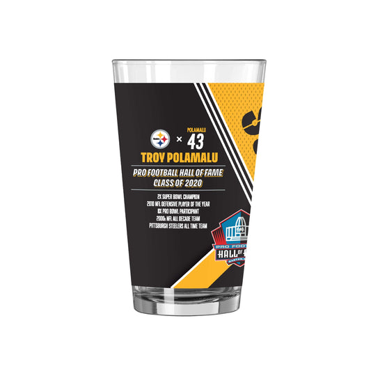 Pittsburgh Steelers 16oz Troy Polamalu Pint Glass - Logo Brands - Flyclothing LLC