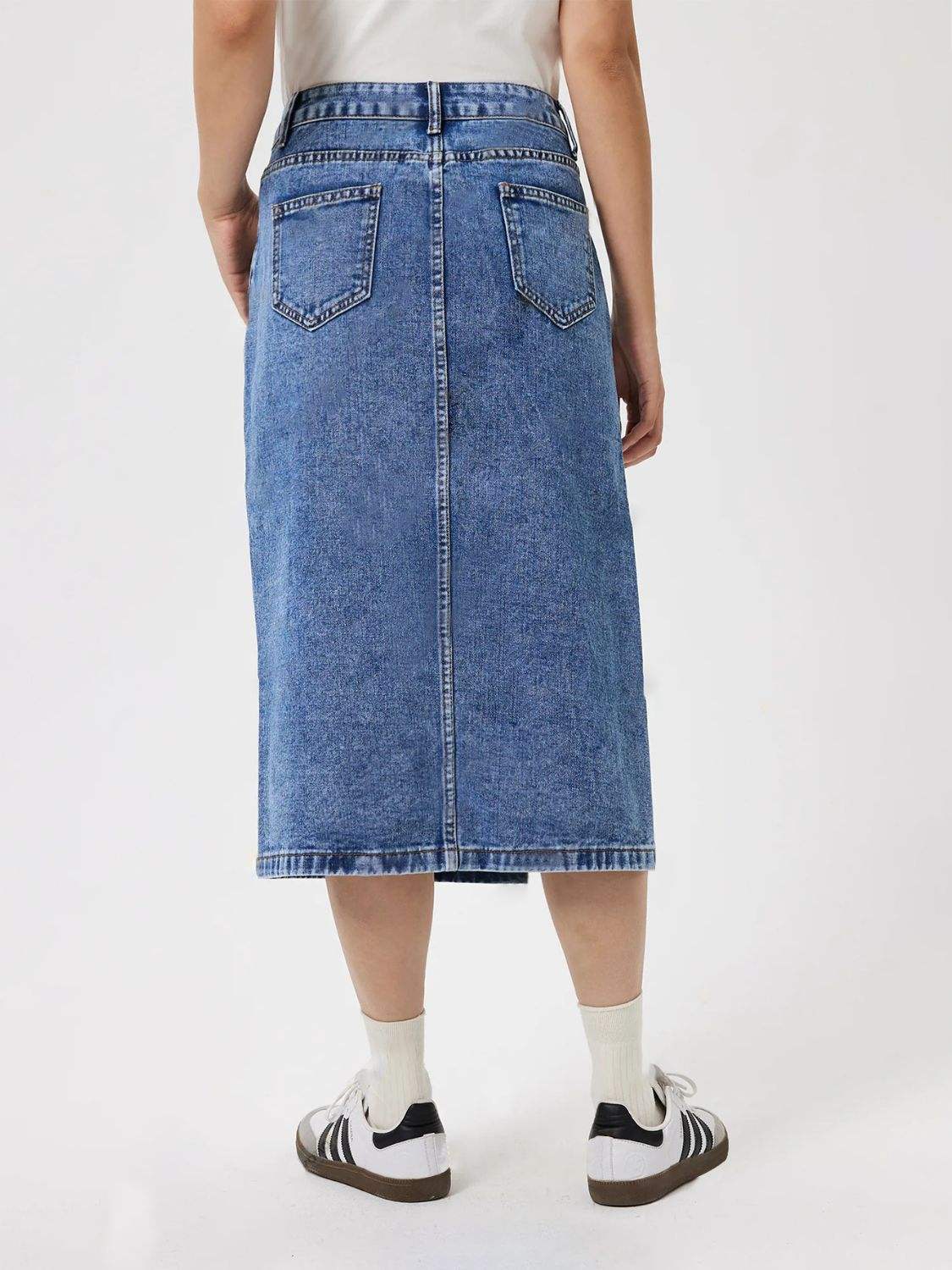 Slit Midi Denim Skirt with Pockets - Trendsi - Flyclothing LLC