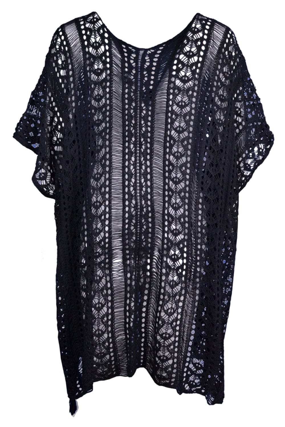 Cutout V-Neck Cover-Up with Tassel - Trendsi - Flyclothing LLC