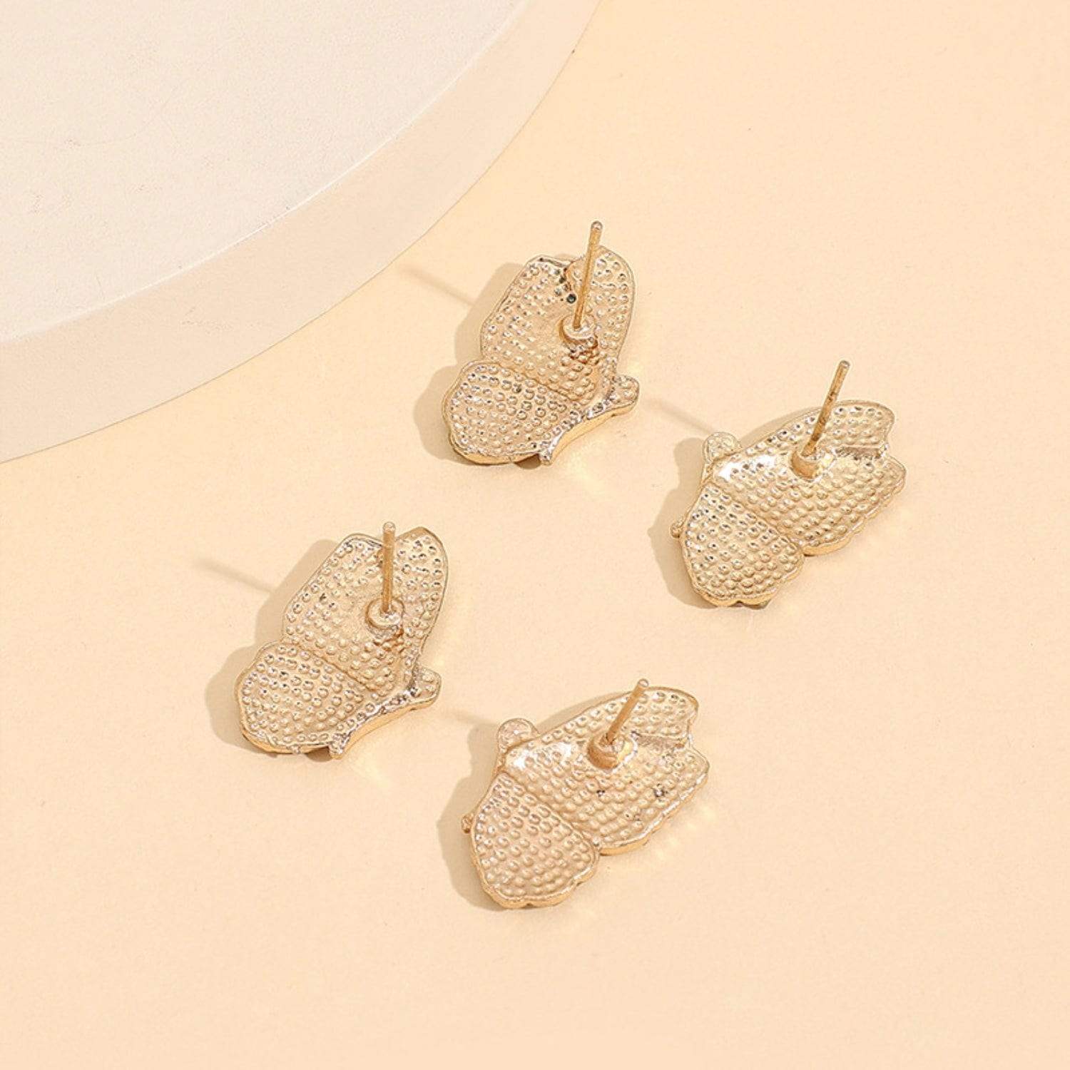 2 Piece Rhinestone Alloy Butterfly Stud Earrings - Trendsi - Flyclothing LLC