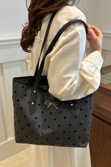 Bow Trim Polyester Tote Bag - Trendsi