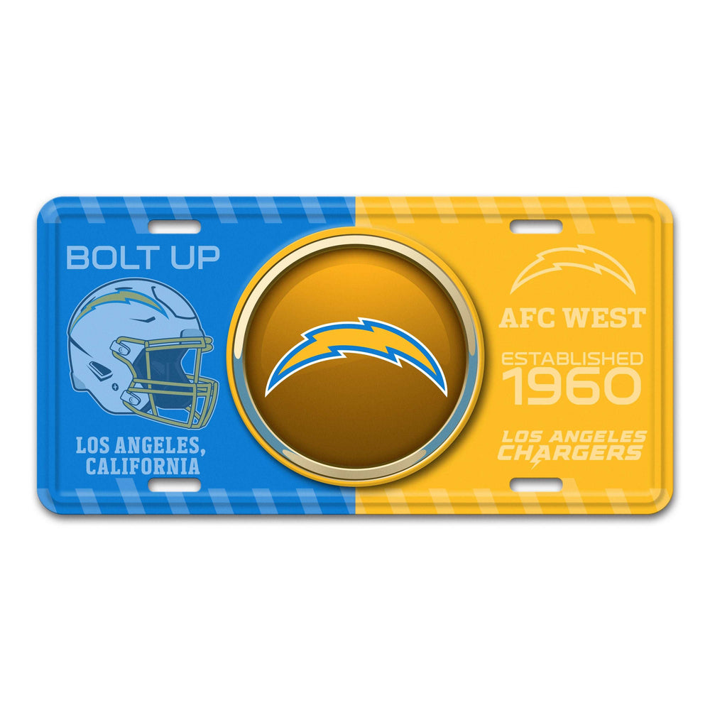 NFL - Los Angeles Chargers Embossed Metal License Plate - Logo Brands - Flyclothing LLC
