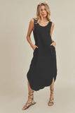 Aemi + Co Round Neck Midi Tank Dress with Pockets - Trendsi