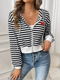 Striped Zip Up Long Sleeve Jacket - Trendsi