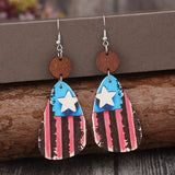Star & Stripes Wooden Dangle Earrings - Trendsi
