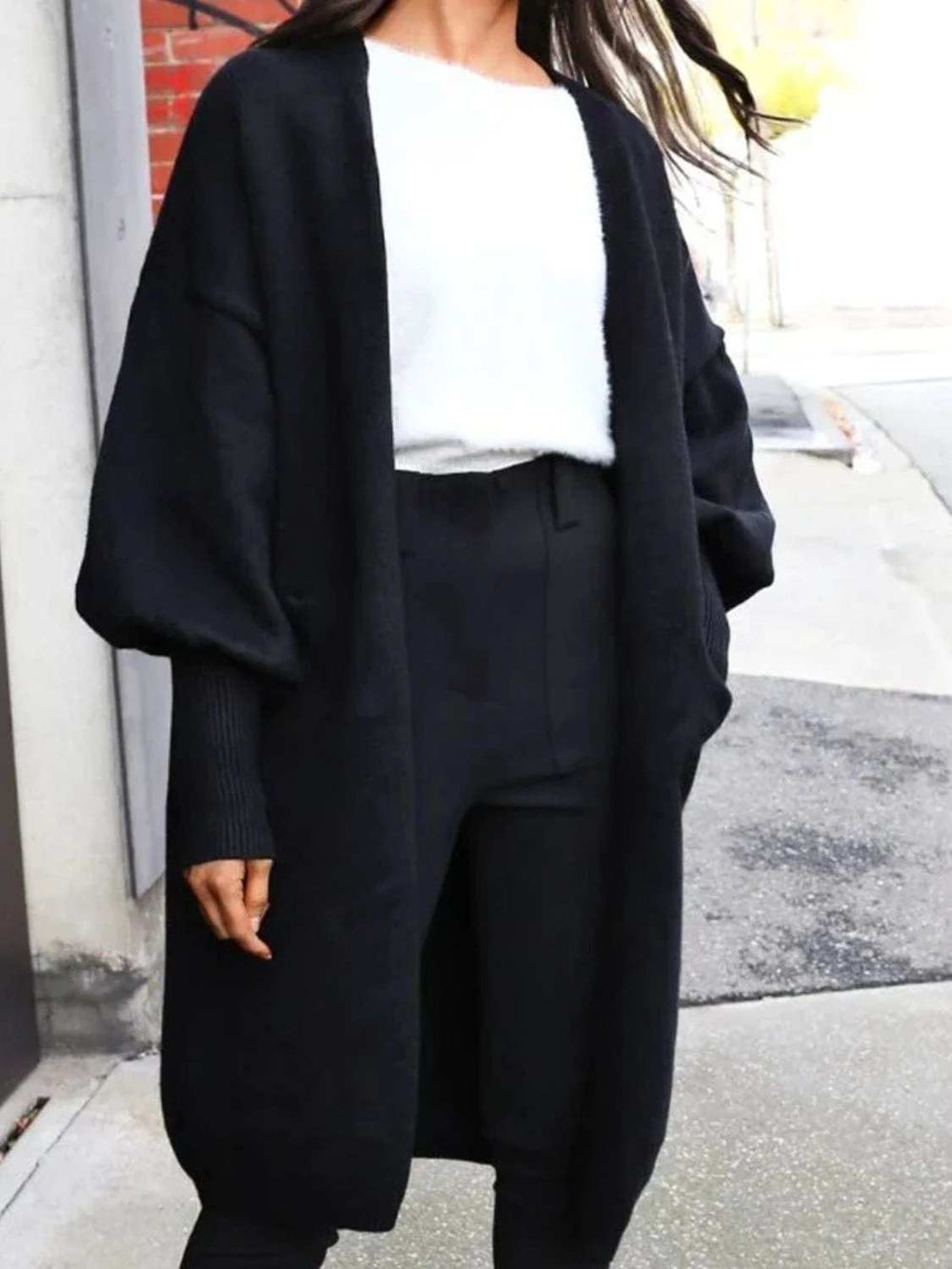 Open Front Dropped Shoulder Cardigan - Trendsi - Flyclothing LLC