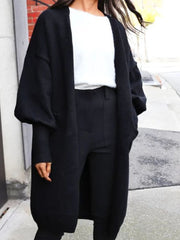 Open Front Dropped Shoulder Cardigan - Trendsi