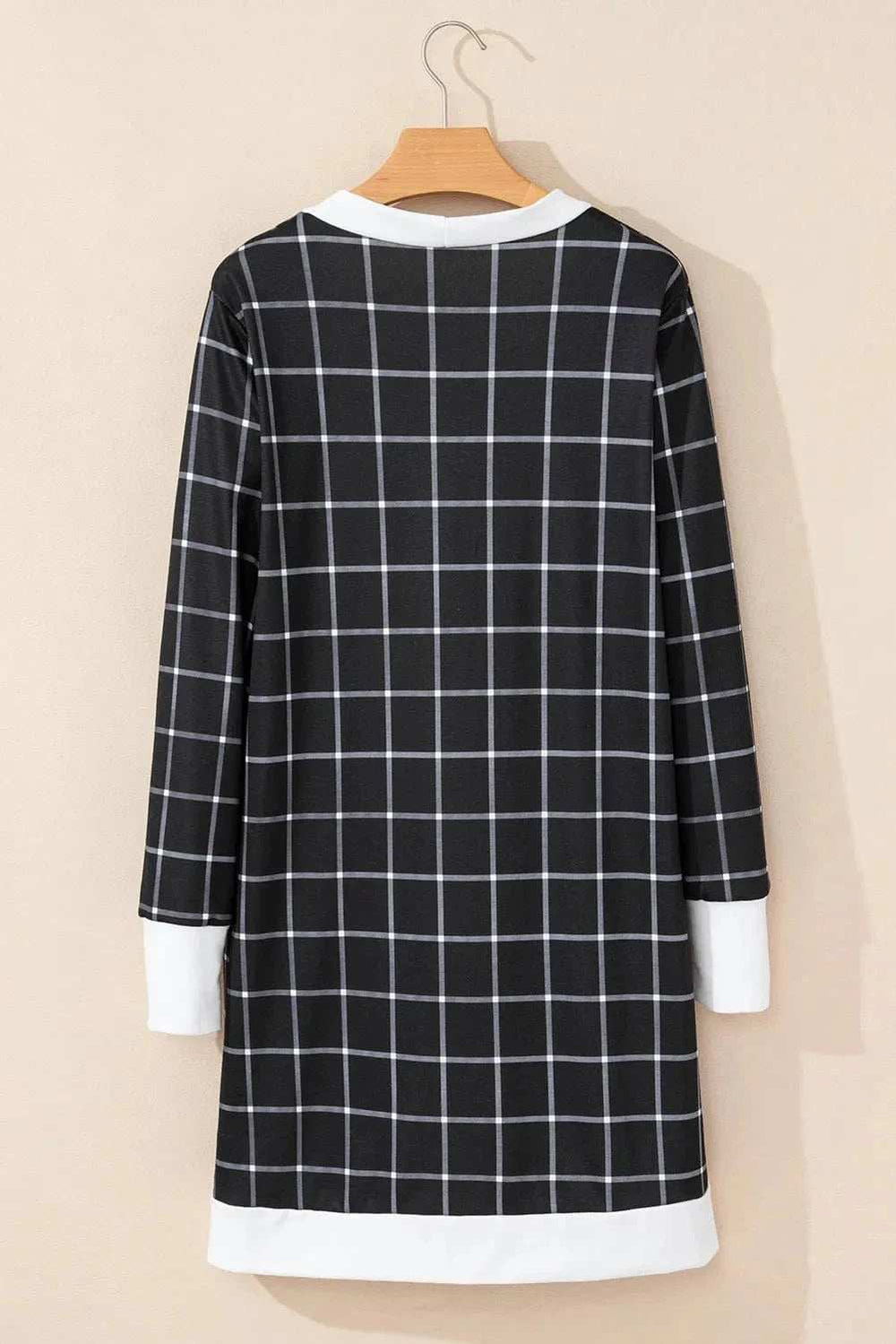 Plaid Open Front Long Sleeve Cover Up - Trendsi - Flyclothing LLC