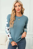 Flower Round Neck Long Sleeve Sweater - Trendsi - Flyclothing LLC