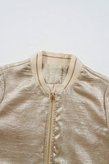 Baseball Collar Zip Up Long Sleeve Jacket - Trendsi - Flyclothing LLC