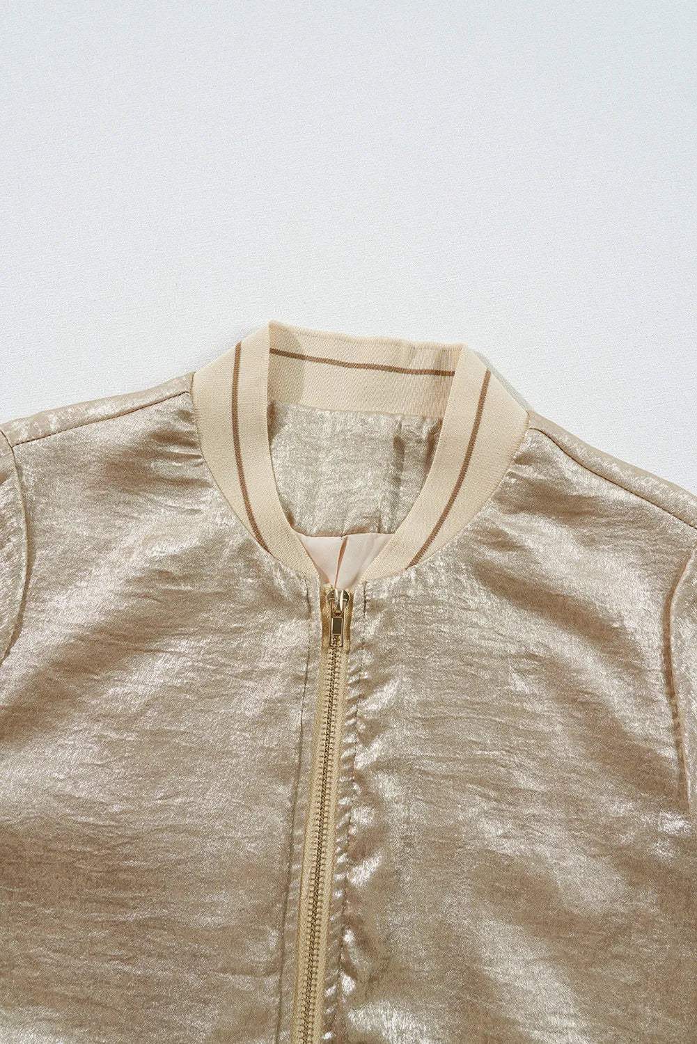 Baseball Collar Zip Up Long Sleeve Jacket - Trendsi - Flyclothing LLC