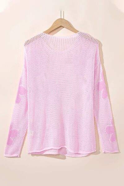 Openwork Round Neck Floral Knit Cover Up - Trendsi - Flyclothing LLC