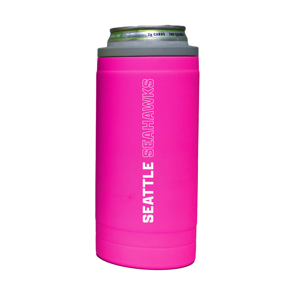 Seattle Seahawks 12oz Electric Stacked Soft Touch Slim Coolie