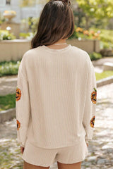 Sequin Pumpkin Round Neck Top and Shorts Set - Trendsi - Flyclothing LLC