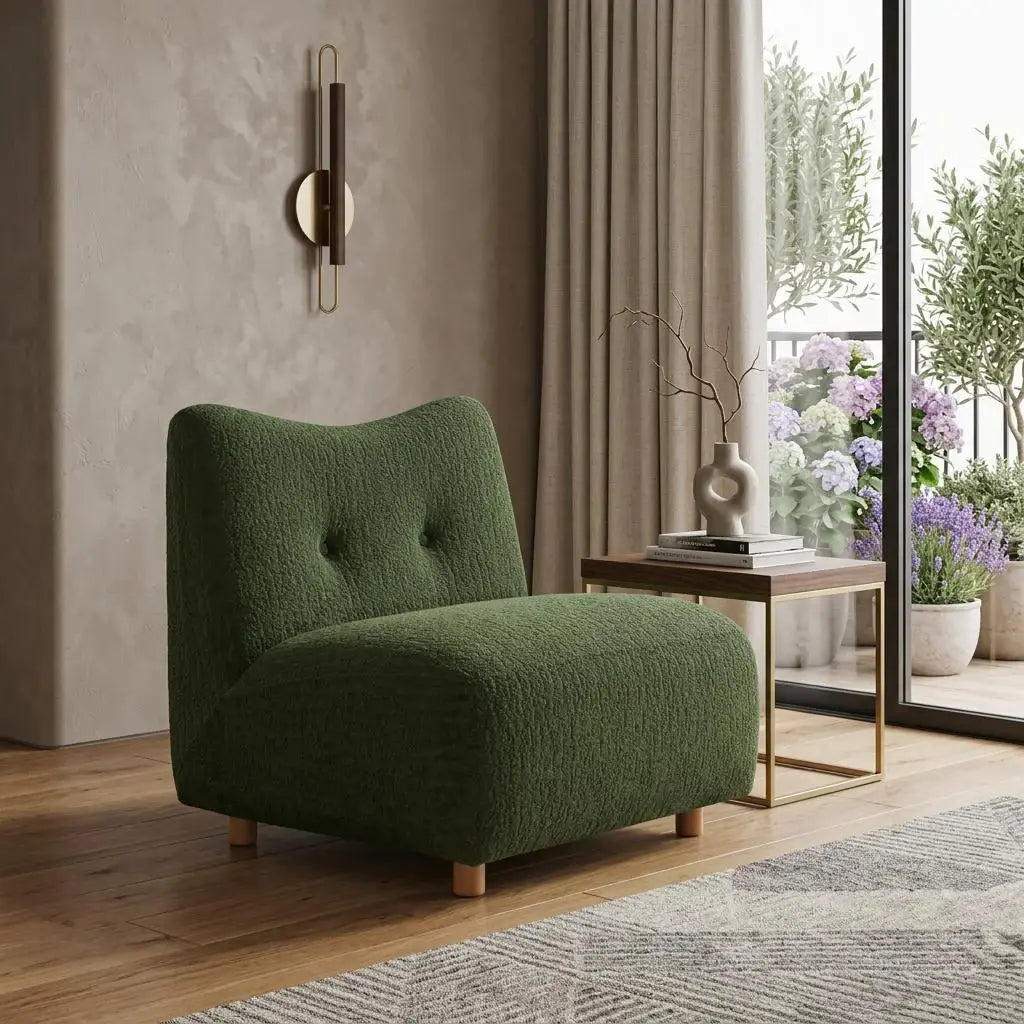 31" Green and Natural Fabric Side Chair - Homeroots - Flyclothing LLC