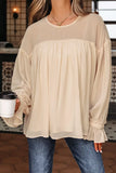 Round Neck Ruffle Sleeve Blouse - Trendsi - Flyclothing LLC