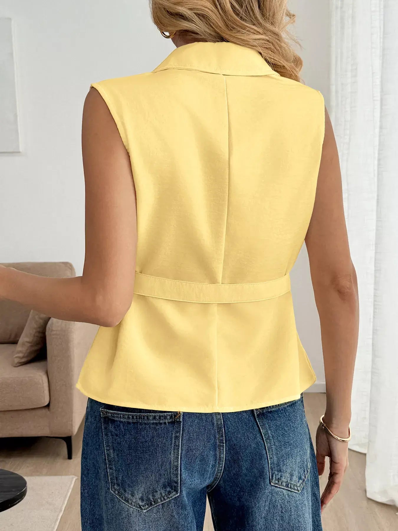 Button Front Sleeveless Blouse - Trendsi - Flyclothing LLC