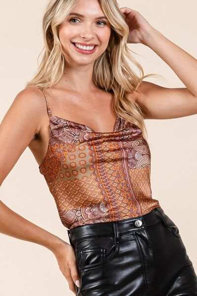 Mittoshop Paisley Patchwork Print Satin Cowl Neck Crop Cami - Trendsi - Flyclothing LLC
