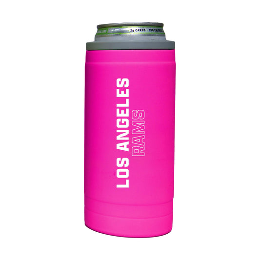 LA Rams 12oz Electric Stacked Soft Touch Slim Coolie - Logo Brands - Flyclothing LLC