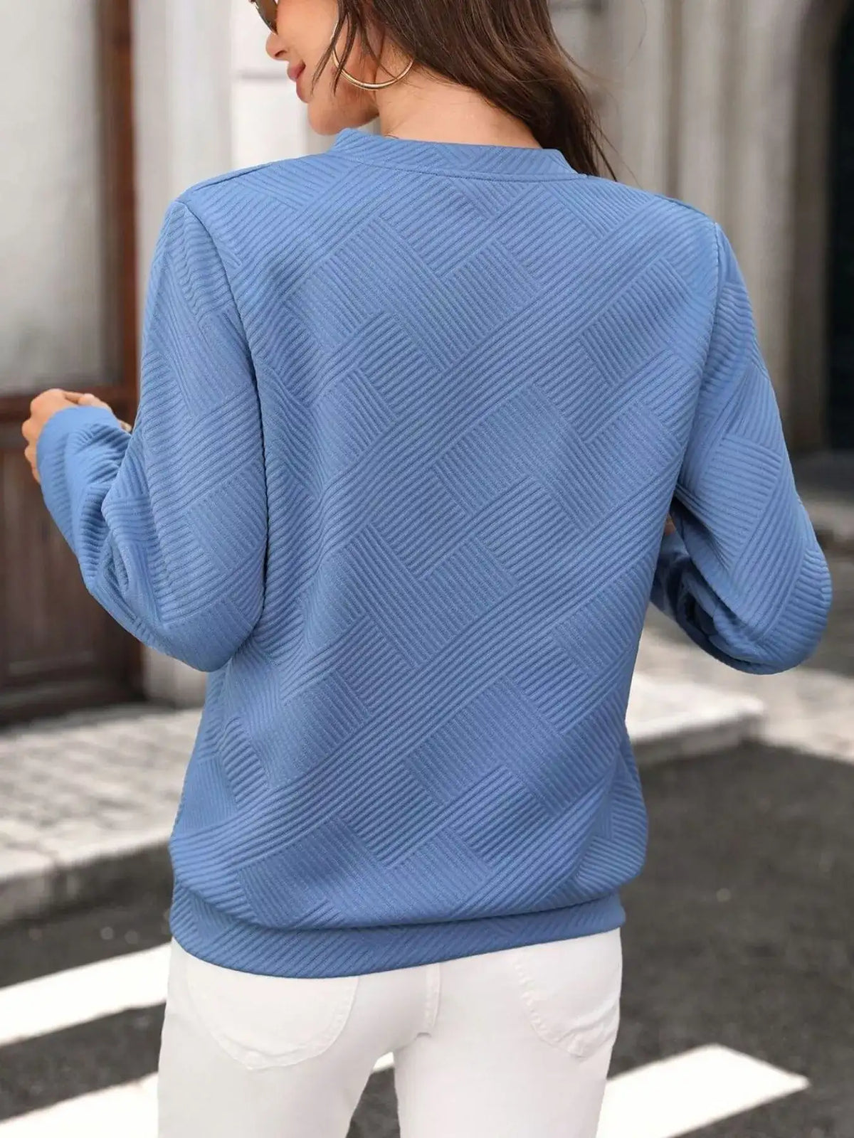 Textured Quarter-Zip Sweatshirt - Trendsi - Flyclothing LLC