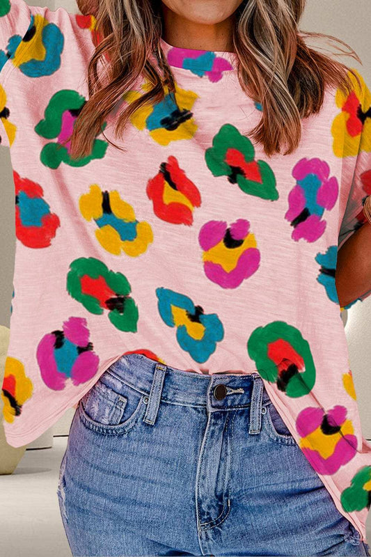 Printed Round Neck Half Sleeve Top - Trendsi - Flyclothing LLC
