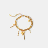 Stainless Steel Double Layered Charm Bracelet - Trendsi