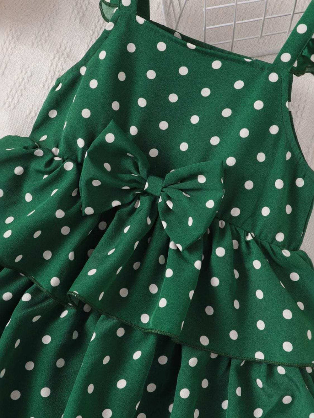 Bow Polka Dot Square Neck Layered Dress - Trendsi - Flyclothing LLC
