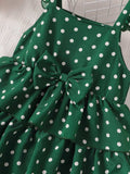 Bow Polka Dot Square Neck Layered Dress - Trendsi - Flyclothing LLC