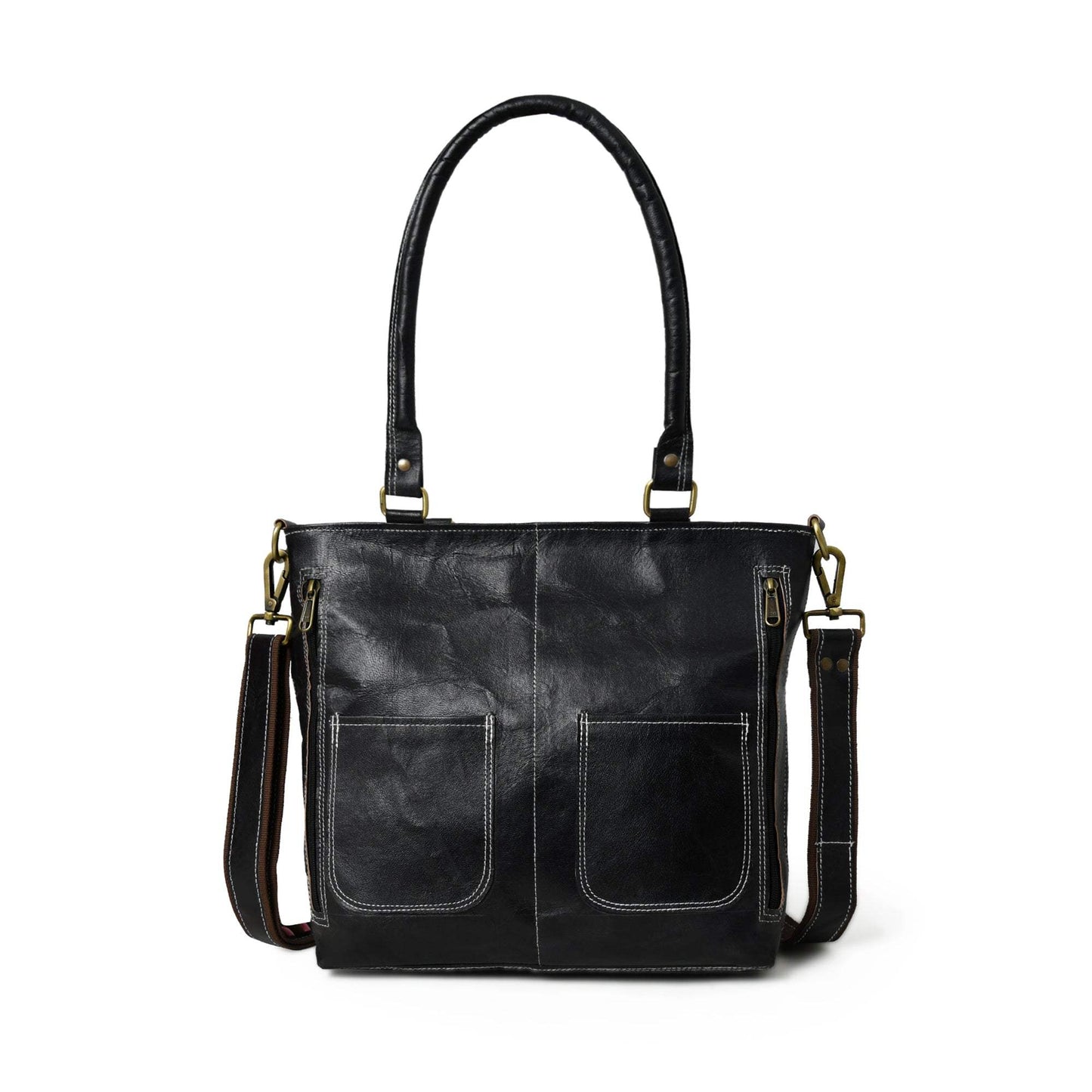 Black Terry Tote - Classy Leather Bags - Flyclothing LLC
