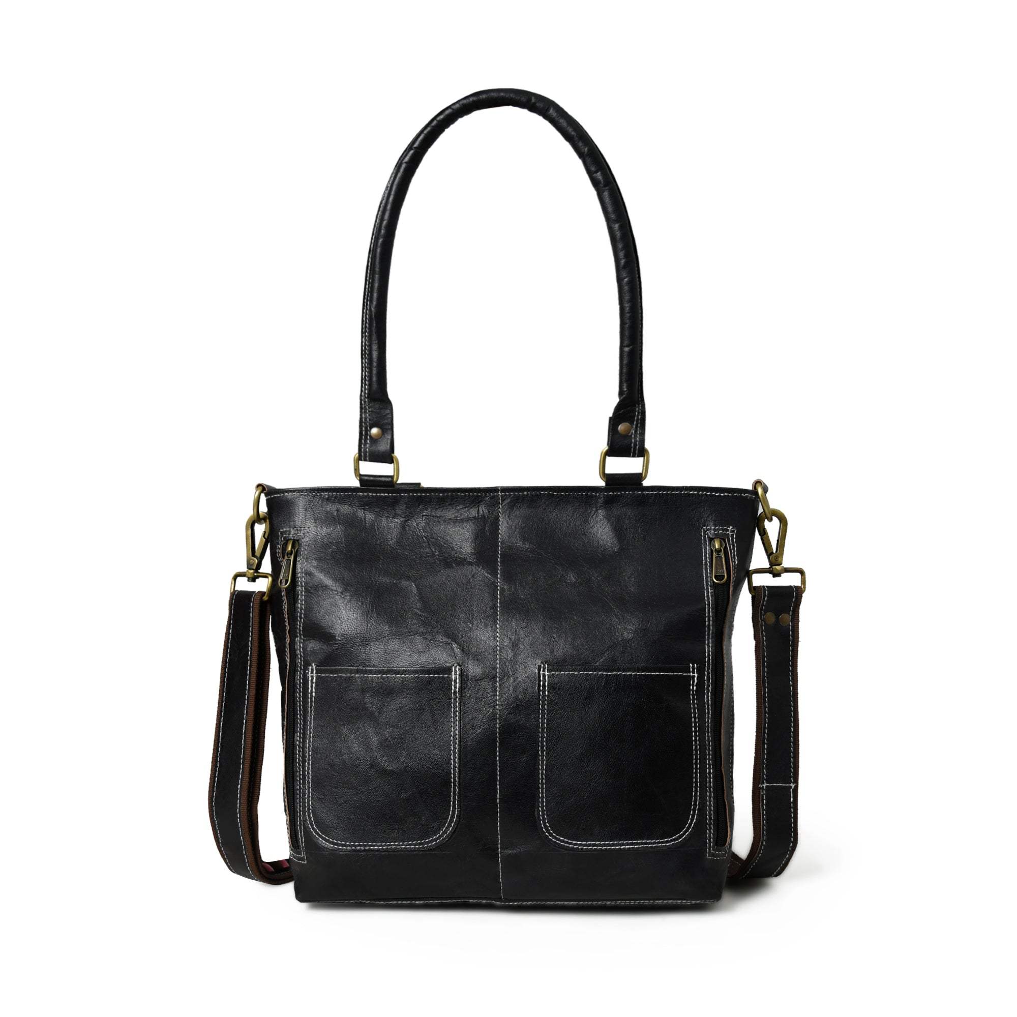 Black Terry Tote - Classy Leather Bags - Flyclothing LLC