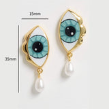 Stainless Steel Blue-eyed Pearl Earrings - My Store - Flyclothing LLC