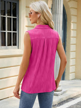 Textured Johnny Collar Tank - Trendsi - Flyclothing LLC