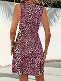 Leopard V-Neck Sleeveless Mini Dress - Trendsi - Flyclothing LLC