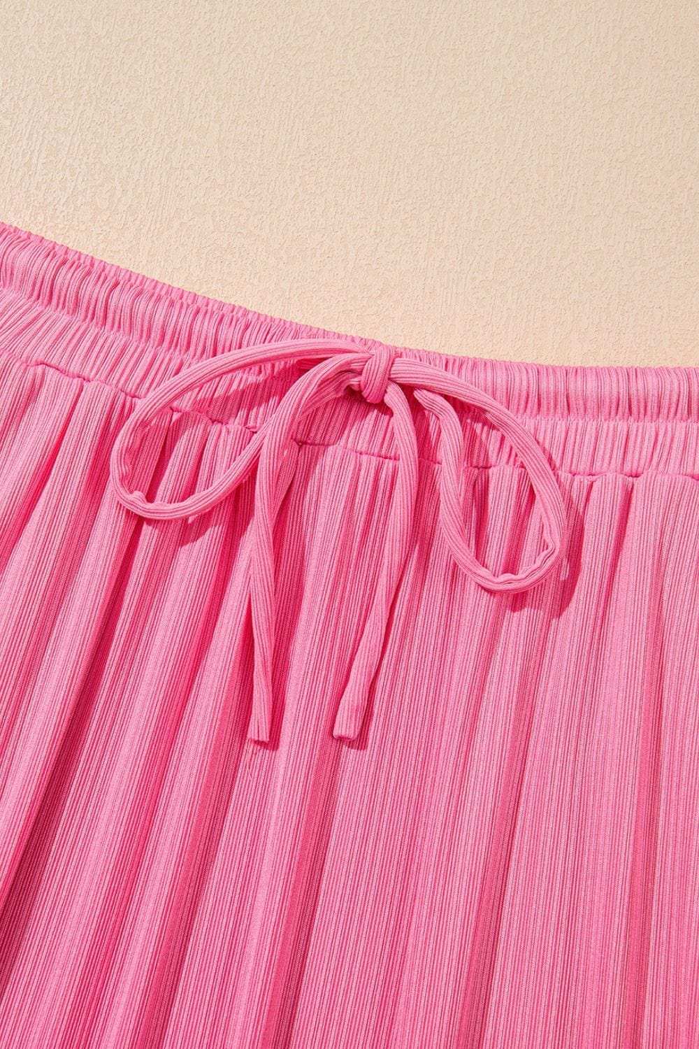 Ruffle Trim Round Neck Top and Drawstring Skirt Set - Trendsi - Flyclothing LLC