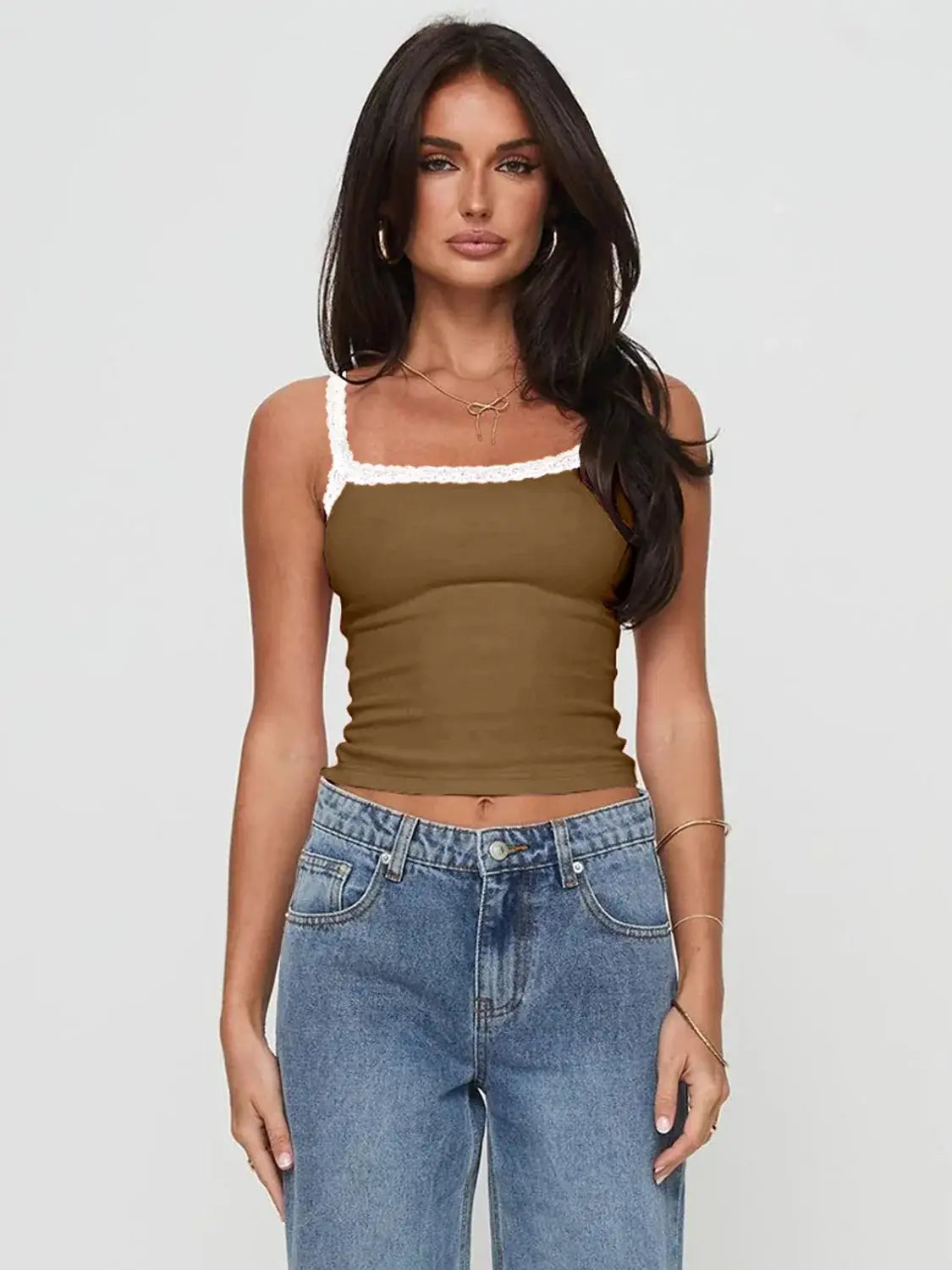 Lace Detail Cropped Cami - Trendsi - Flyclothing LLC