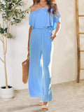 Ruffled Off-Shoulder Jumpsuit - Trendsi - Flyclothing LLC