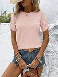 Ruched Round Neck Short Sleeve Top - Trendsi - Flyclothing LLC
