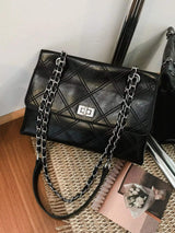 Quilted Chain Shoulder Bag - Trendsi - Flyclothing LLC