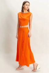 HYFVE Sleeveless Top and Maxi Skirt Set - Trendsi - Flyclothing LLC