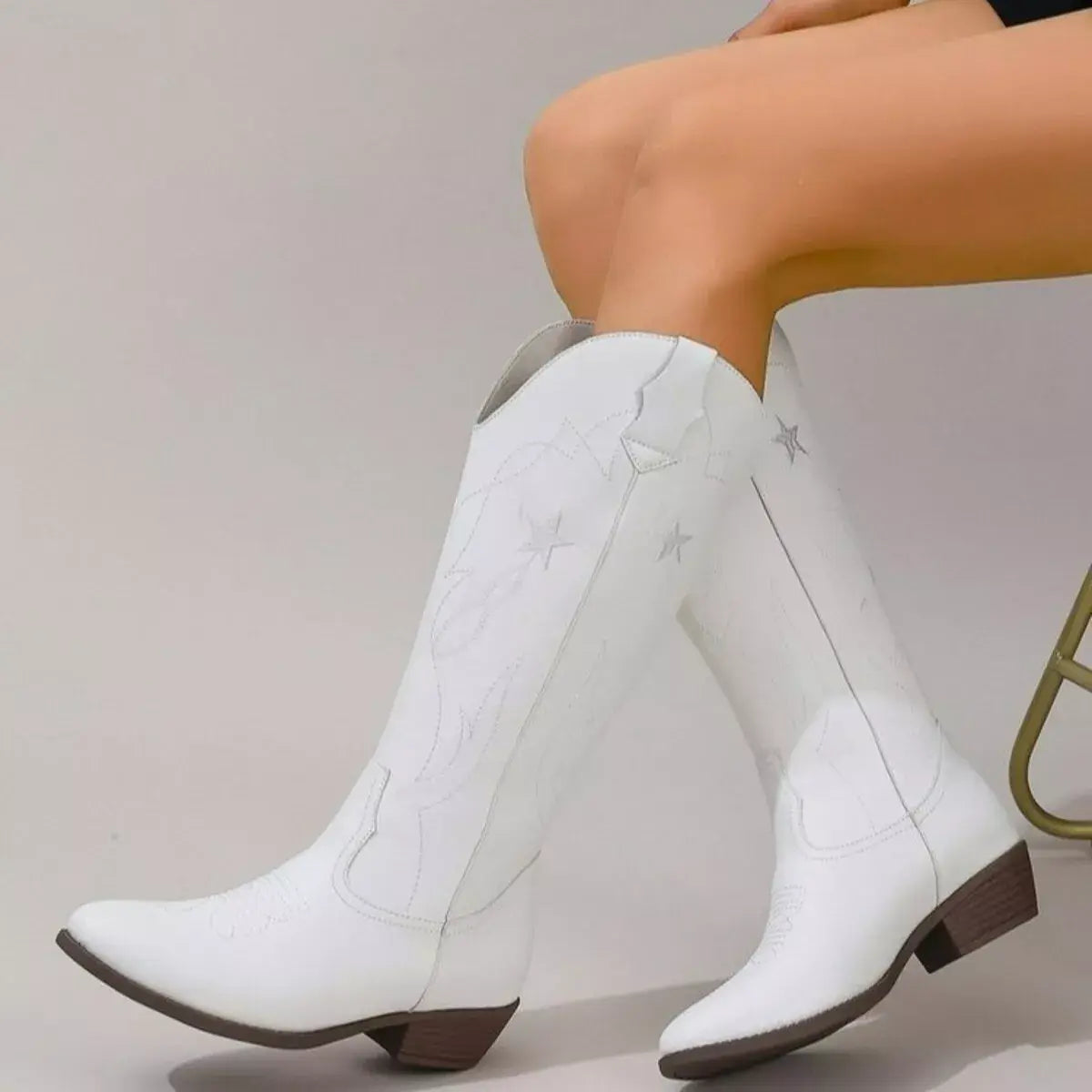 Western Star Embroidered Cowboy Boots - Trendsi - Flyclothing LLC