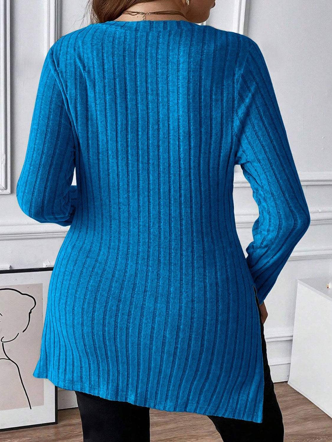 Plus Size Square Neck Long Sleeve Top - Trendsi - Flyclothing LLC