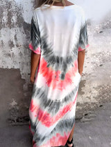 Full Size Pocketed Tie-Dye Short Sleeve Dress - Trendsi - Flyclothing LLC