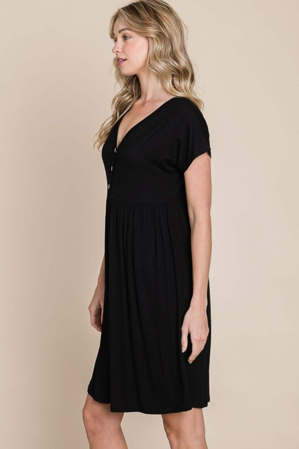 BOMBOM V-Neck Short Sleeve Dress - Trendsi - Flyclothing LLC