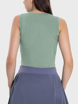 Drawstring Ruched Wide Strap Active Tank - Trendsi - Flyclothing LLC