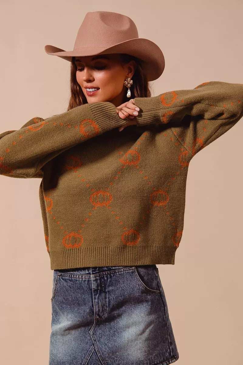 SO ME Pumpkin Rhombus Halloween Thanksgiving Sweater - Trendsi - Flyclothing LLC