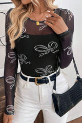 Bow Round Neck Long Sleeve Top - Trendsi - Flyclothing LLC