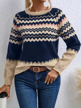 Geometric Pattern Knitted Sweater - Trendsi - Flyclothing LLC