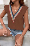 Full Size Ruffled V-Neck Cap Sleeve Blouse - Trendsi - Flyclothing LLC