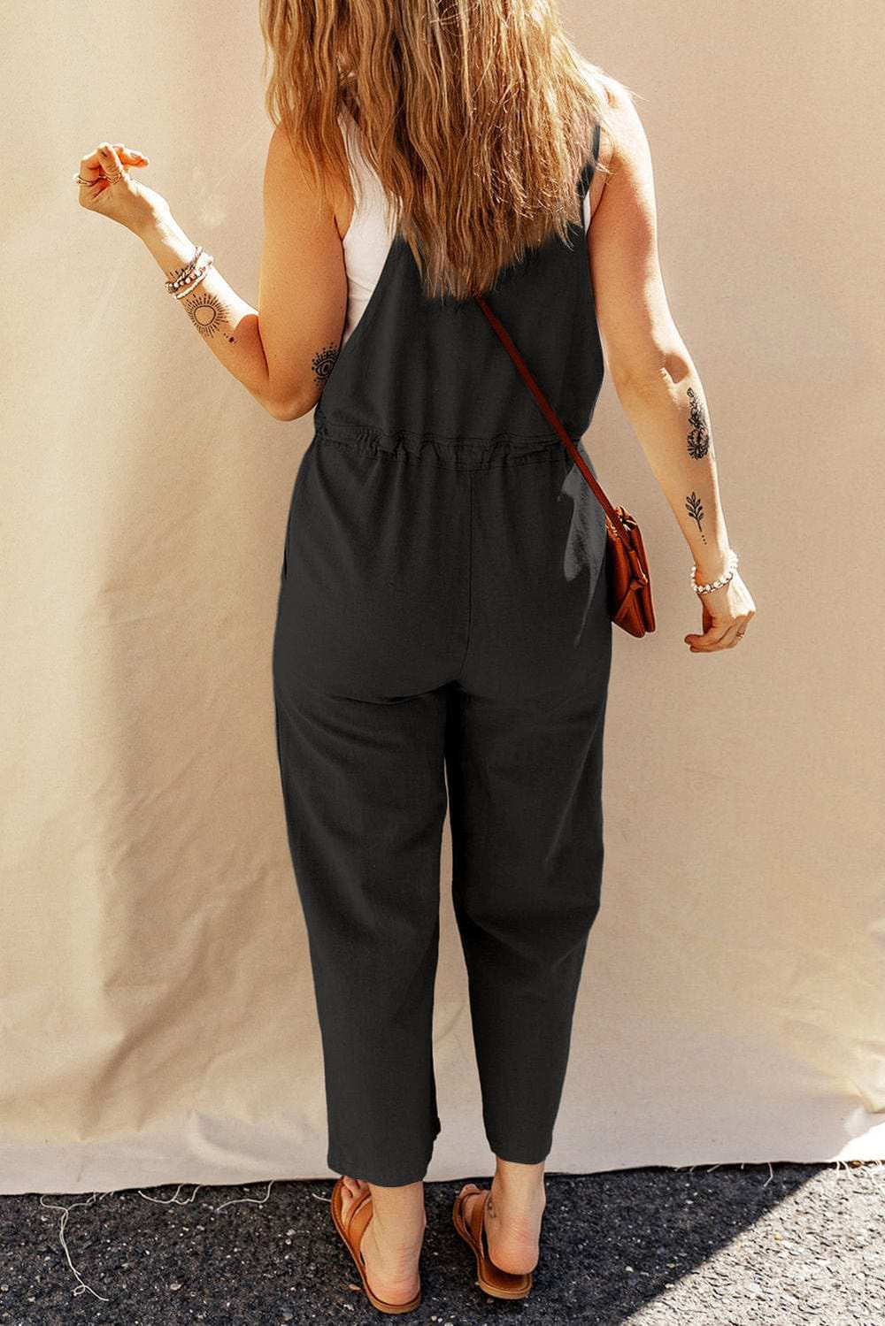 Drawstring Wide Strap Overalls with Pockets - Trendsi - Flyclothing LLC