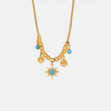 Gold-Plated Titanium Steel Charm Necklace - Trendsi - Flyclothing LLC